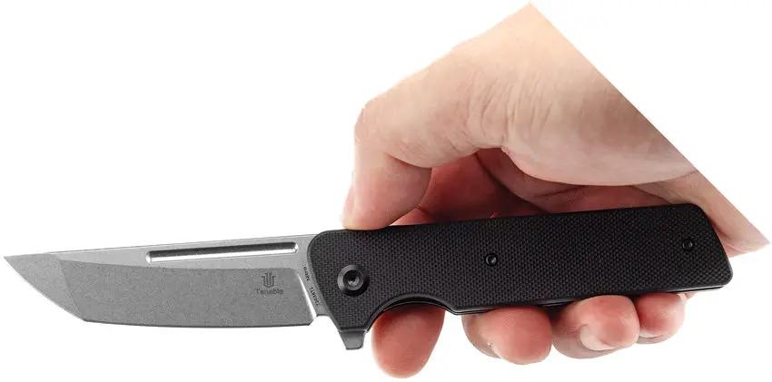 Tenable Knives Anomaly Linerlock Blk G10 T2038T1 - Nitro V Tanto Blade With Stonewash Finish by Tenable Knives