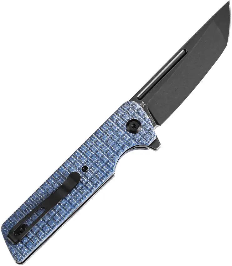 Tenable Knives Anomaly Linerlock Blue Frag T2038T3 - Nitro V Tanto Blade With Blue Micarta Handle by Tenable Knives