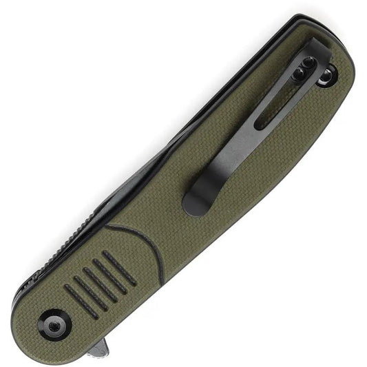 Tenable Knives Einar Linerlock OD Green G10 Knife - Nitro V Steel Drop Point Blade BlackWash Finish by Tenable Knives