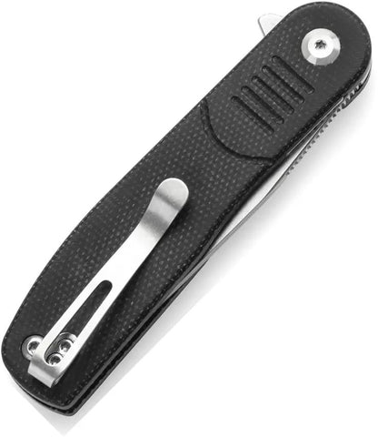 Tenable Knives Einar Linerlock SW Black T2072A3 - Nitro V Steel Drop Point Blade With Black Micarta Handle by Tenable Knives