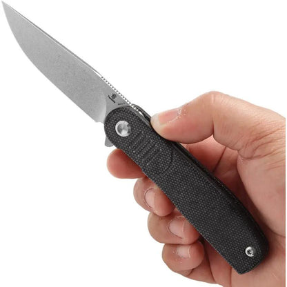 Tenable Knives Einar Linerlock SW Black T2072A3 - Nitro V Steel Drop Point Blade With Black Micarta Handle by Tenable Knives
