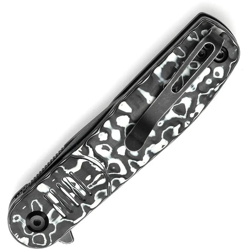 Tenable Knives Einar Linerlock White CF - Nitro V Drop Point Blade With BlackWash Finish And Extended Tang by Tenable Knives