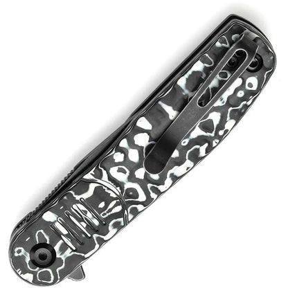 Tenable Knives Einar Linerlock White CF - Nitro V Drop Point Blade With BlackWash Finish And Extended Tang by Tenable Knives