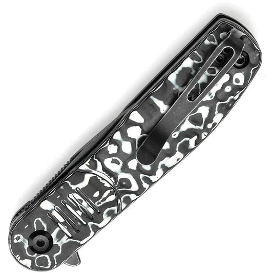 Tenable Knives Einar Linerlock White CF - Nitro V Drop Point Blade With BlackWash Finish And Extended Tang by Tenable Knives
