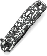 Tenable Knives Einar Linerlock White CF - Nitro V Drop Point Blade With BlackWash Finish And Extended Tang by Tenable Knives