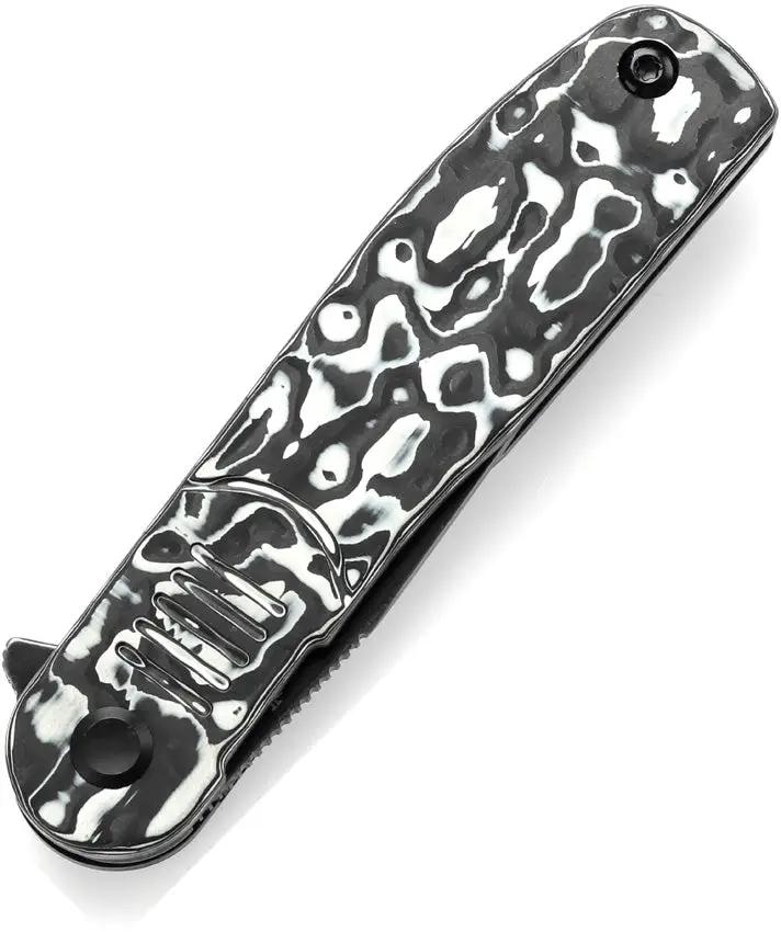Tenable Knives Einar Linerlock White CF - Nitro V Drop Point Blade With BlackWash Finish And Extended Tang by Tenable Knives
