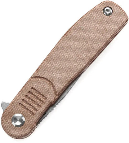 Tenable Knives Einar Linerlock SW Brown - Nitro V Steel Drop Point Blade With Brown Canvas Micarta Handle by Tenable Knives