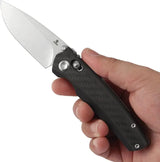 Tenable Knives Raven Crossbar Lock Twill CF - 14C28N Sandvik Drop Point Blade, Black G10 With Twill Carbon Fiber Onlay by Tenable Knives