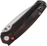 Tenable Knives Raven Crossbar Lock Knife - Black Red G10 Handle, 14C28N Drop Point Blade, Stonewash Finish by Tenable Knives