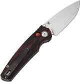 Tenable Knives Raven Crossbar Lock Knife - Black Red G10 Handle, 14C28N Drop Point Blade, Stonewash Finish by Tenable Knives