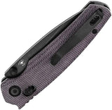Tenable Knives Raven Crossbar Lock Purple Canvas Micarta Handle - 14C28N Sandvik Stainless Drop Point Blade by Tenable Knives