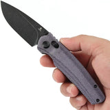 Tenable Knives Raven Crossbar Lock Purple Canvas Micarta Handle - 14C28N Sandvik Stainless Drop Point Blade by Tenable Knives