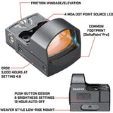 Tasco 1x25 4-MOA Red Dot Sight TRDPRS - Pistol Recoil Rated Bright Dot For Fast Daylight Target Acquisition by Tasco