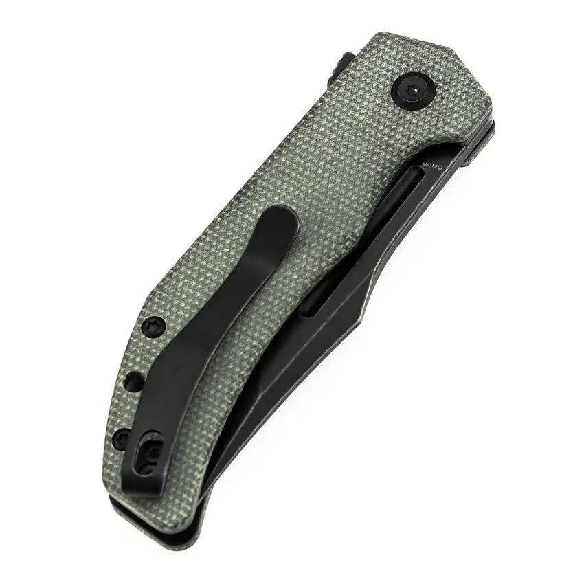 Tenable Knives Orion Linerlock - Green Micarta Handle, 14C28N Sandvik Stainless Clip Point Blade by Tenable Knives