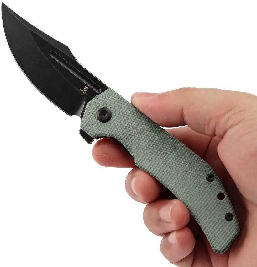 Tenable Knives Orion Linerlock - Green Micarta Handle, 14C28N Sandvik Stainless Clip Point Blade by Tenable Knives
