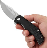 Tenable Knives Orion Linerlock Black G10 Satin Sandvik 14C28N Clip Point Knife With Extended Tang And Pocket Clip by Tenable Knives