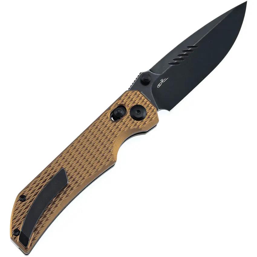Tenable Knives Eaglestrike Crossbar Lock - Bronze Textured Aluminum Handle With Nitro V Steel Spear Point Blade by Tenable Knives