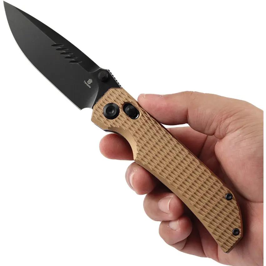 Tenable Knives Eaglestrike Crossbar Lock - Bronze Textured Aluminum Handle With Nitro V Steel Spear Point Blade by Tenable Knives