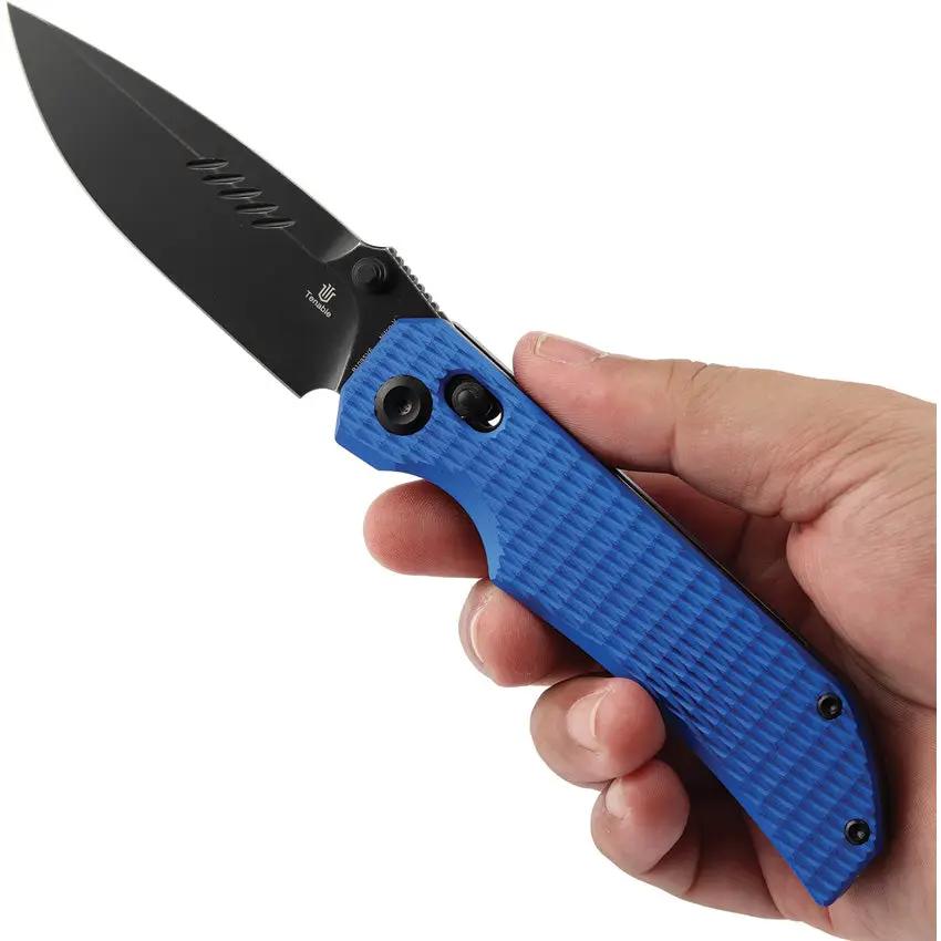 Tenable Knives Eaglestrike Crossbar Lock Blue - Nitro V Steel Spear Point Blade Textured Aluminum Handle by Tenable Knives