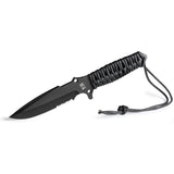 TB Outdoor Survival Fixed Blade - Full Tang MOX Steel Knife With Black PVD Coating Paracord Grip by TB Outdoor