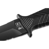 TB Outdoor Protecteur Tactical Knife - 8.25 Inch Overall, Black PVD Coated Partially Serrated MOX Steel Dagger Blade by TB Outdoor
