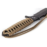 TB Outdoor Survival Fixed Blade - 9.75in MOX Steel With Black PVD Coating, Part Serrated, Glass Breaker, MOLLE Sheath by TB Outdoor