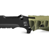 TB Outdoor Survival Fixed Blade Knife - Green G10 Handle, Full Tang MOX Steel, Black PVD Coating, Glass Breaker by TB Outdoor