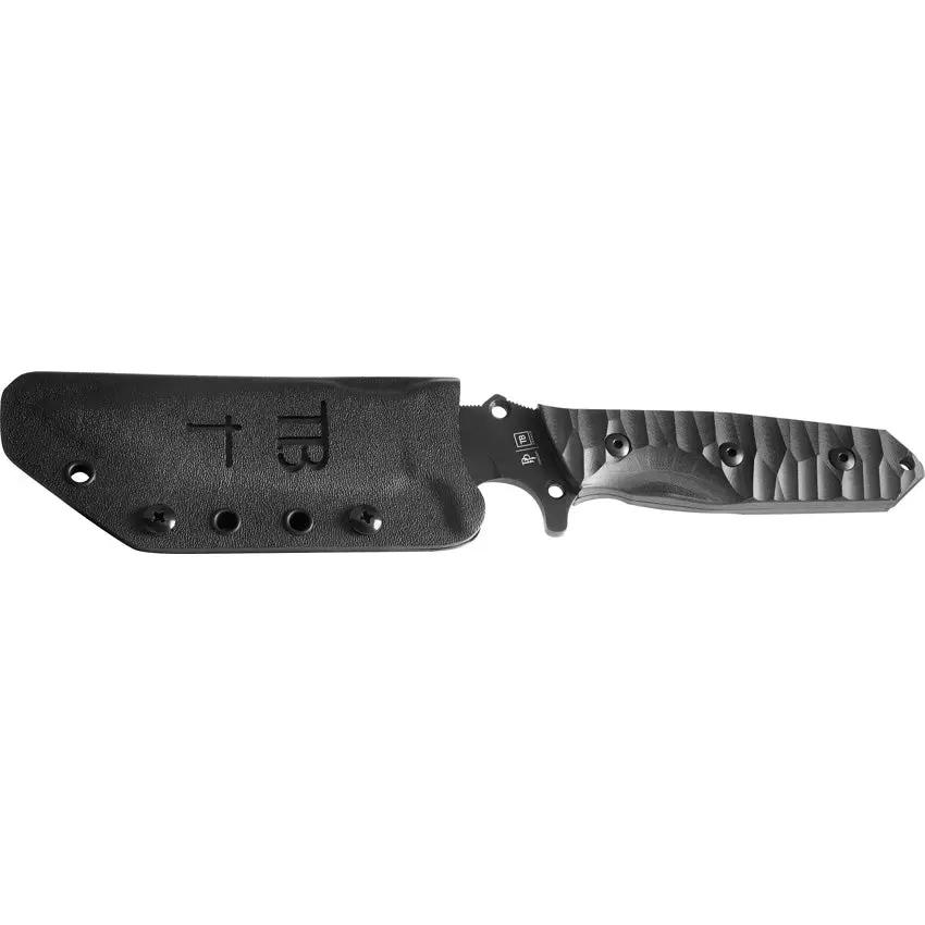 TB Outdoor Survival Fixed Blade - 9.75 Inch Overall Black PVD MOX Steel Full Tang Glass Breaker by TB Outdoor
