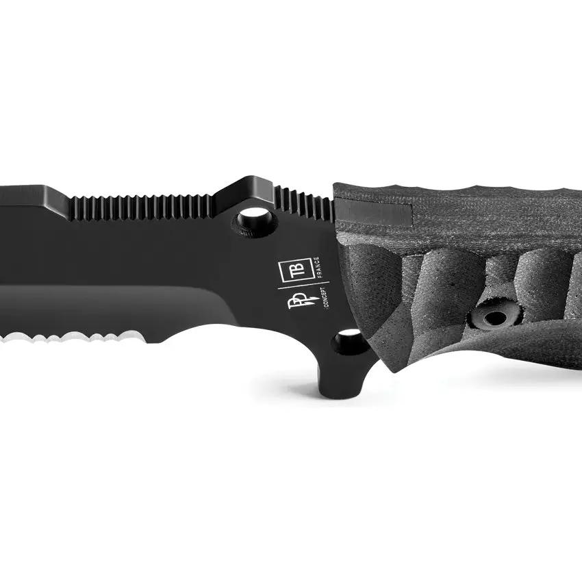 TB Outdoor Survival Fixed Blade - 9.75 Inch Overall Black PVD MOX Steel Full Tang Glass Breaker by TB Outdoor