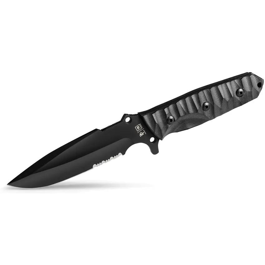 TB Outdoor Survival Fixed Blade - 9.75 Inch Overall Black PVD MOX Steel Full Tang Glass Breaker by TB Outdoor