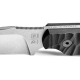 TB Outdoor Commandeur Fixed Blade Knife - ALENOX 4.5 Inch Stonewash Blade, Black G10 Handle, Full Tang, Kydex Sheath by TB Outdoor