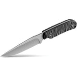 TB Outdoor Commandeur Fixed Blade Knife - ALENOX 4.5 Inch Stonewash Blade, Black G10 Handle, Full Tang, Kydex Sheath by TB Outdoor