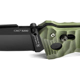 TB Outdoor C.A.C. S200 Axis Lock Knife Green - Versatile EDC With Glass Breaker, Belt Cutter, Lanyard Hole by TB Outdoor