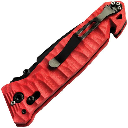 TB Outdoor CAC S200 Axis Lock Red Knife With Glass Breaker Belt Cutter Lanyard Hole by TB Outdoor