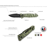 TB Outdoor CAC S200 Axis Lock Knife Green Handle With Glass Breaker And Belt Cutter - Hard Case Included by TB Outdoor