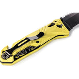 TB Outdoor CAC Utility Axis Lock Knife Yellow Handle with Glass Breaker and Belt Cutter by TB Outdoor