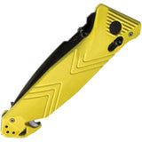 TB Outdoor CAC Utility Axis Lock Knife Yellow Handle with Glass Breaker and Belt Cutter by TB Outdoor