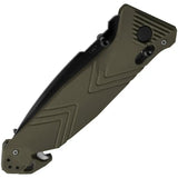 TB Outdoor C.A.C. Utility Axis Lock Green Knife - 3.38in Partially Serrated Nitrox Blade, Belt Cutter, Glass Breaker by TB Outdoor