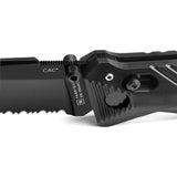 TB Outdoor CAC Utility Axis Lock Knife - Black Finish With Belt Cutter Glass Breaker And Corkscrew by TB Outdoor
