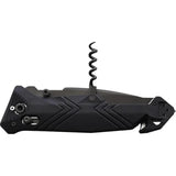 TB Outdoor CAC Utility Axis Lock Knife - Black Finish With Belt Cutter Glass Breaker And Corkscrew by TB Outdoor