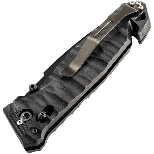 TB Outdoor CAC S200 Axis Lock Knife - Black Nitrox Blade, 5.75in Closed, Cutter and Glass Breaker by TB Outdoor