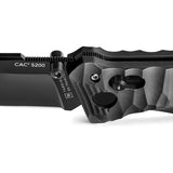 TB Outdoor CAC S200 Axis Lock Knife - Black Nitrox Blade, 5.75in Closed, Cutter and Glass Breaker by TB Outdoor