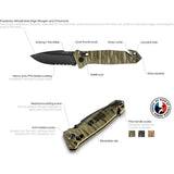 TB Outdoor CAC S200 Axis Lock Knife - Black Nitrox Blade, 5.75in Closed, Cutter and Glass Breaker by TB Outdoor