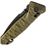 TB Outdoor C.A.C. S200 Axis Lock Knife - Green PA6 Handle With Belt Cutter And Glass Breaker by TB Outdoor