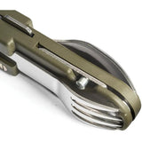 TB Outdoor French Army Camp Knife Green ABS Handle 5.5 Inch Closed With Corkscrew Spoon And Fork by TB Outdoor