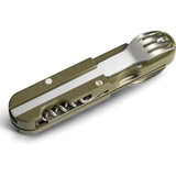 TB Outdoor French Army Camp Knife Green ABS Handle 5.5 Inch Closed With Corkscrew Spoon And Fork by TB Outdoor