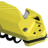 TB Outdoor CAC Axis Lock Knife - Yellow Handle, 3.38in Black Nitrox Blade, Belt Cutter, Glass Breaker, Corkscrew by TB Outdoor
