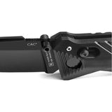 TB Outdoor C.A.C. Utility Axis Lock Black Knife - 5.75in Closed, Nitrox Steel Blade, Glass Breaker, Corkscrew by TB Outdoor