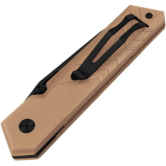 TB Outdoor Unboxer EDC Folder - Nitrox Steel Blade With Coyote Tan Pa6 Handle And Pocket Clip by TB Outdoor