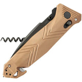 TB Outdoor C.A.C. Vengeur Axis Lock Knife - 5.75 Inch Closed, 3.38 Inch Nitrox Steel Blade, Coyote Tan PA6 Handle by TB Outdoor
